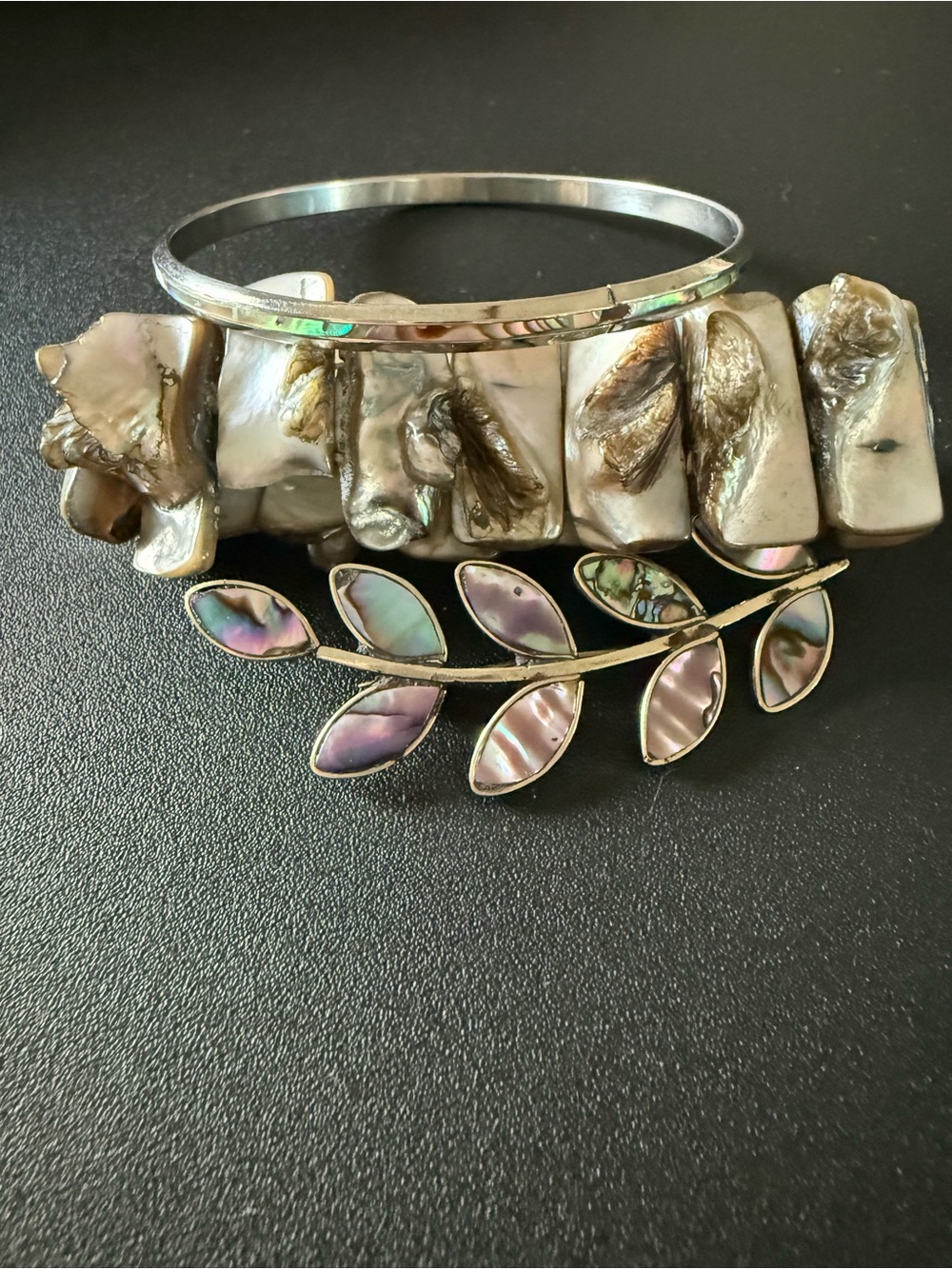 Abalone Shell Inlaid Sterling Silver Brooch - Picture 2 of 10